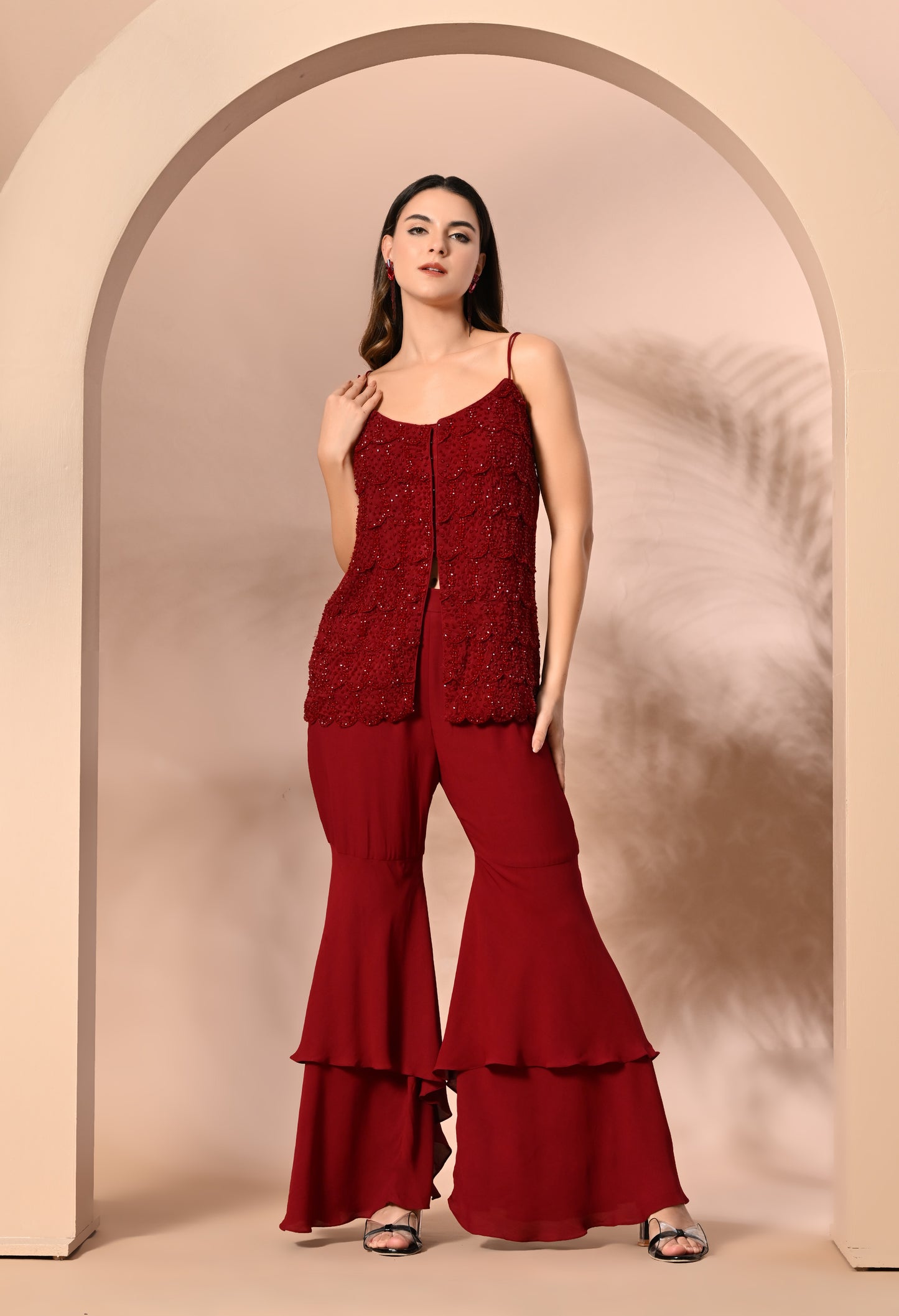 Maroon Crystallized Couture