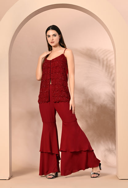 Maroon Crystallized Couture