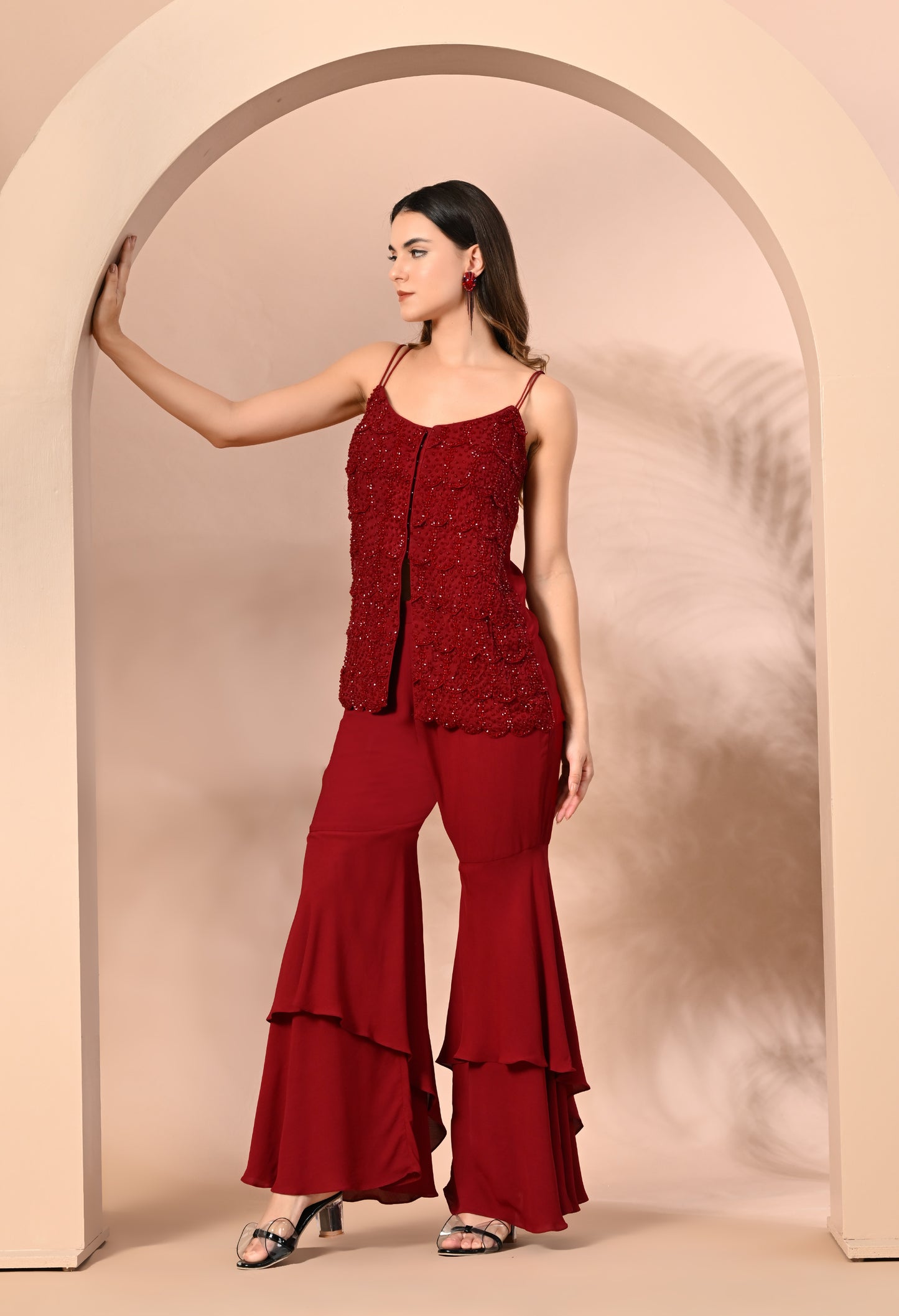 Maroon Crystallized Couture