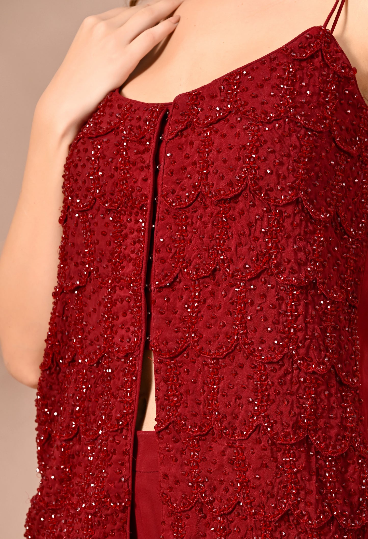 Maroon Crystallized Couture